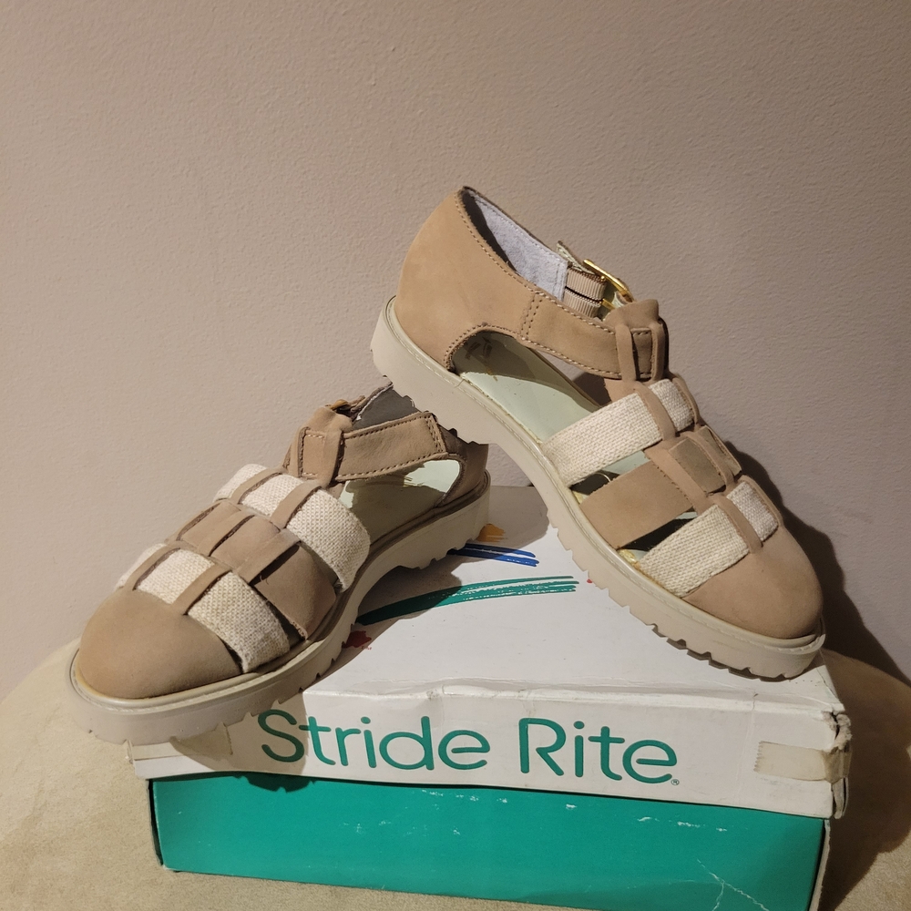 Stride Rite Tan and Cream Sandals